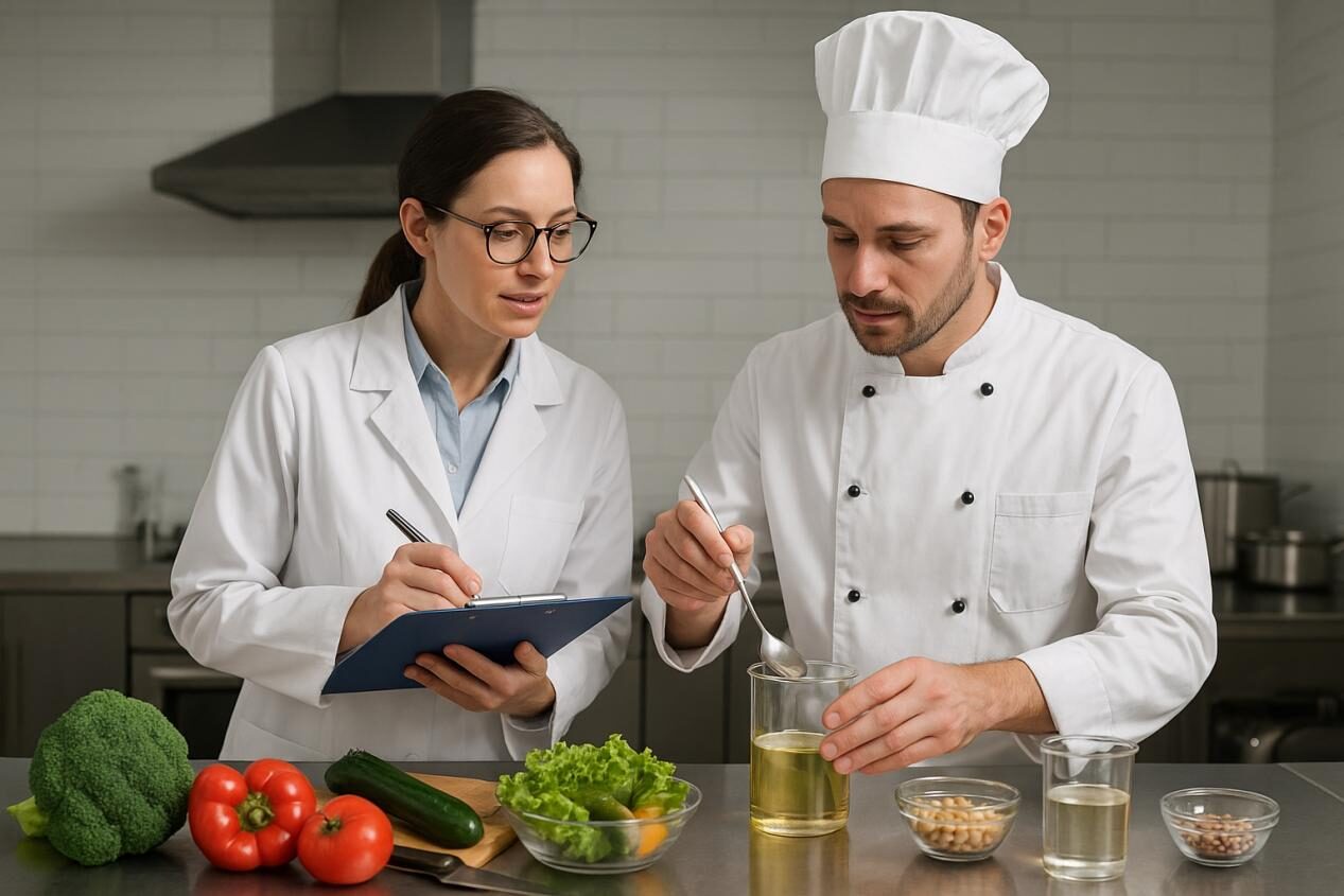 食品产品开发团队在厨房里使用Cuiguai食品级口味和创意味道整合