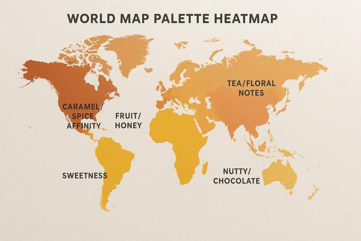 Un mapa de calor de las preferencias de gusto global de sabores de alimentos y bebidas Cuiguai Sabor