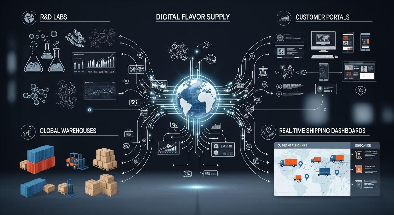 Digital flavor supply chain ecosystem for efficient food and beverage production