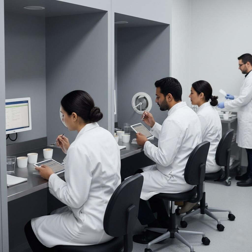 感官评估、训练有素的小组成员、减糖原型、食品科学、产品开发、口味测试、实验室设置、食品创新、感官分析、食品研究、质量控制、食品工业、食品技术、消费者洞察、产品测试、口味小组