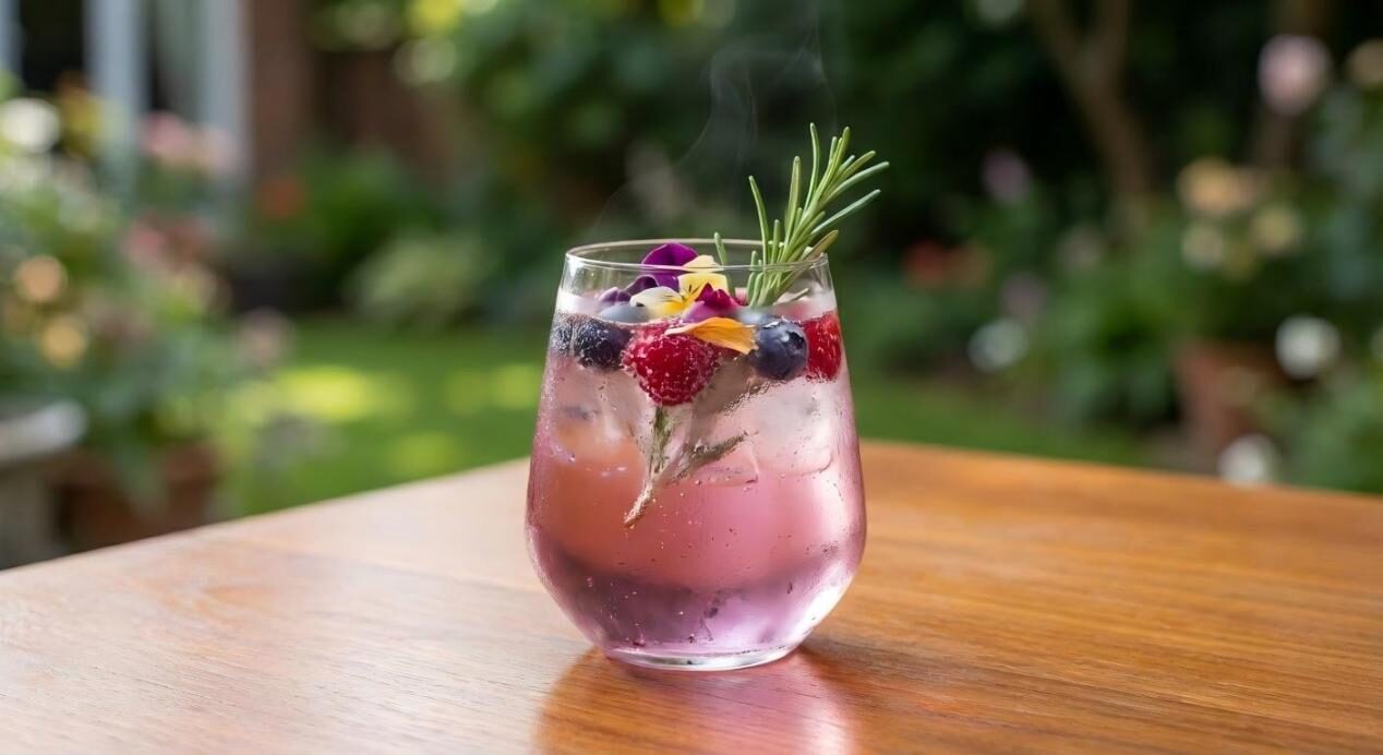 Высококлассный «геройский» охлажденный растительный напиток с конденсатом и яркими цветами, представляющий собой вершину вкусовых инноваций.