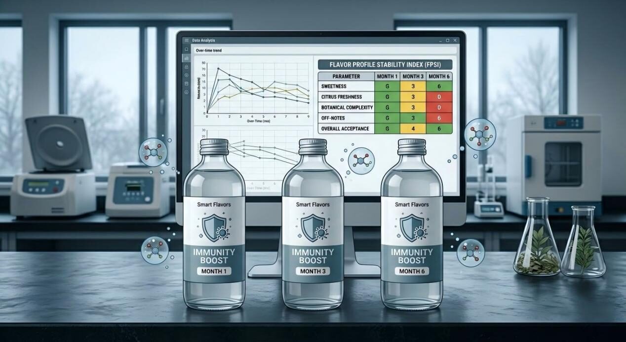اكتشف كيف نتتبع ونحافظ على سلامة النكهة مع مرور الوقت من خلال اختبارات الثبات الصارمة من الشهر الأول إلى الشهر السادس.