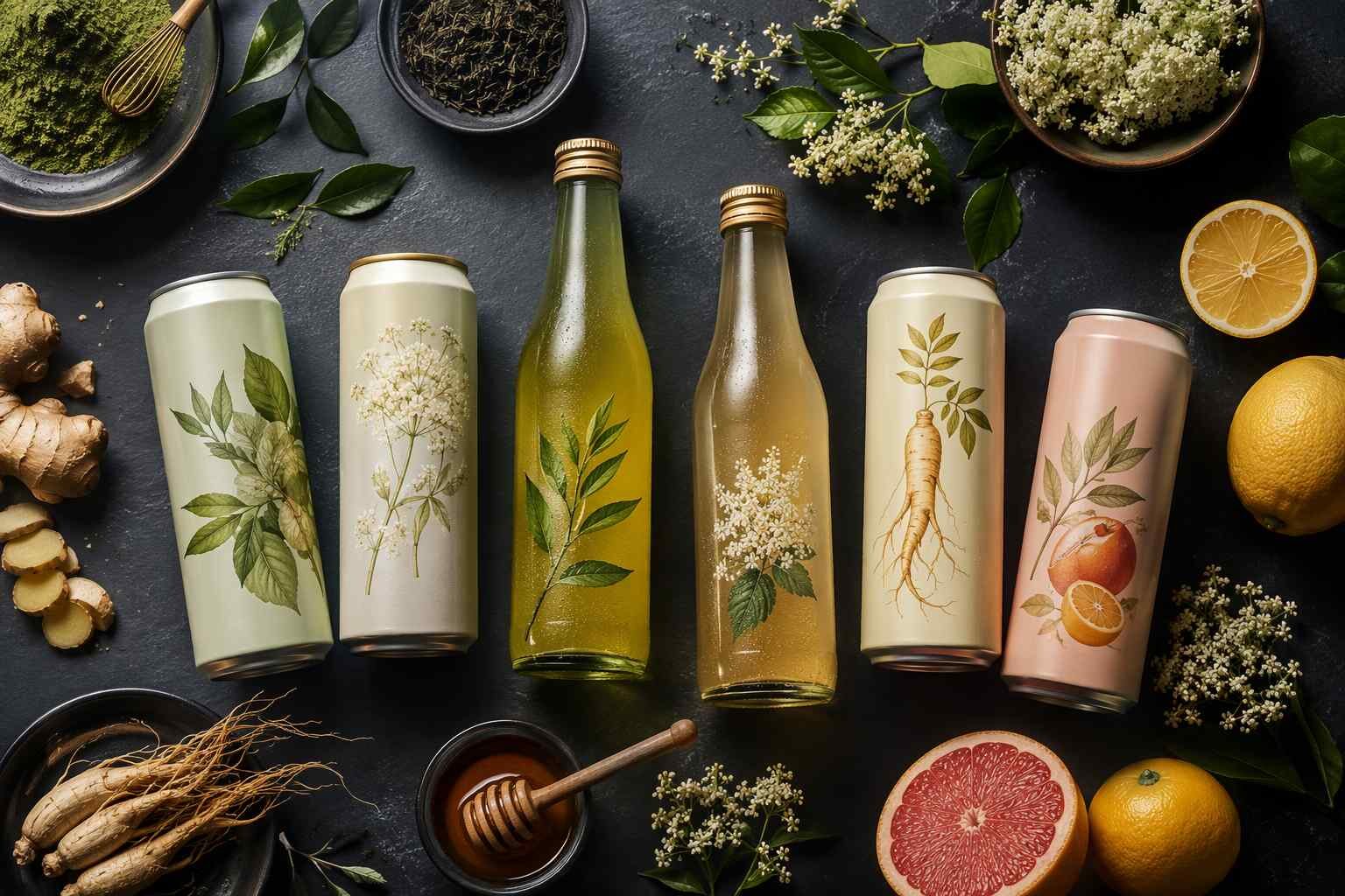 Premium better-for-you energy drink lineup powered by natural botanical flavor sources — green tea, guarana, citrus and adaptogens — formulated and manufactured by Guangdong Unique Flavor Co., Ltd.