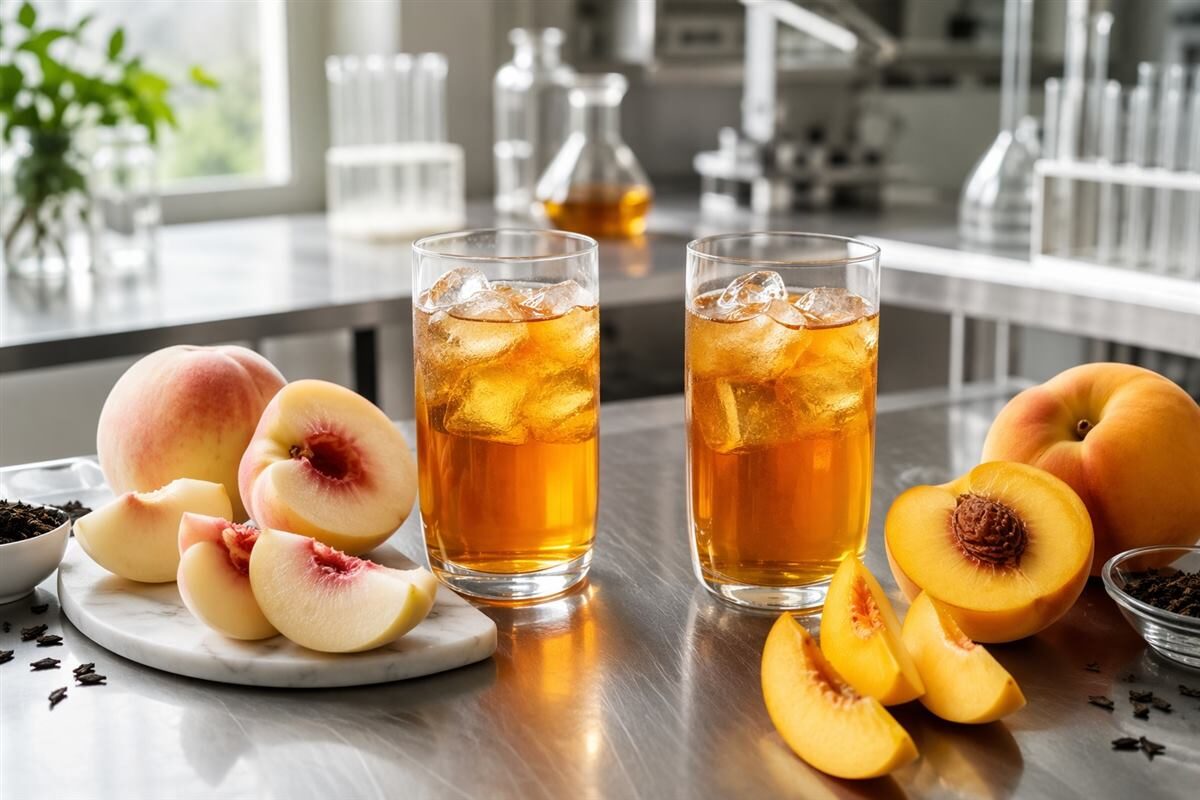 peach iced tea; white peach; yellow peach; beverage flavor