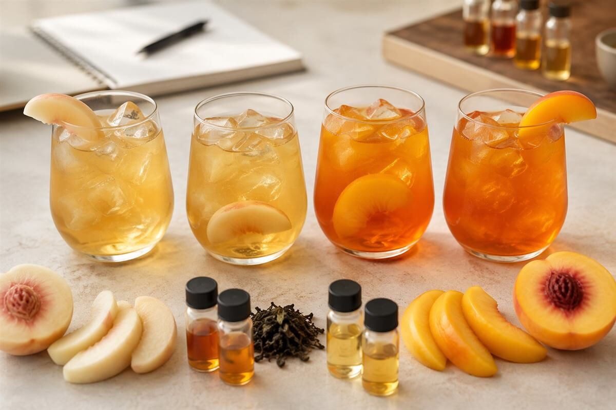 peach iced tea; white peach; yellow peach; beverage flavor
