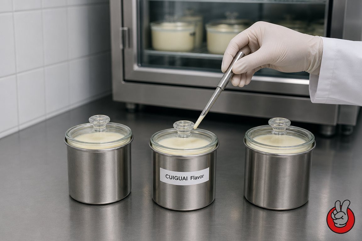 Jars of cultured cream in a fermentation setting - representing the fermented, cultured layer that gives margarine butter flavor its dairy authenticity.