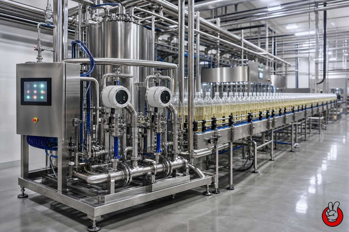 A technical guide to flavor consistency in large-scale beverage bottling: sources of variation, in-line blending with mass-flow dosing, and QC sampling per FDA 21 CFR 117 and ISO 2859-1.