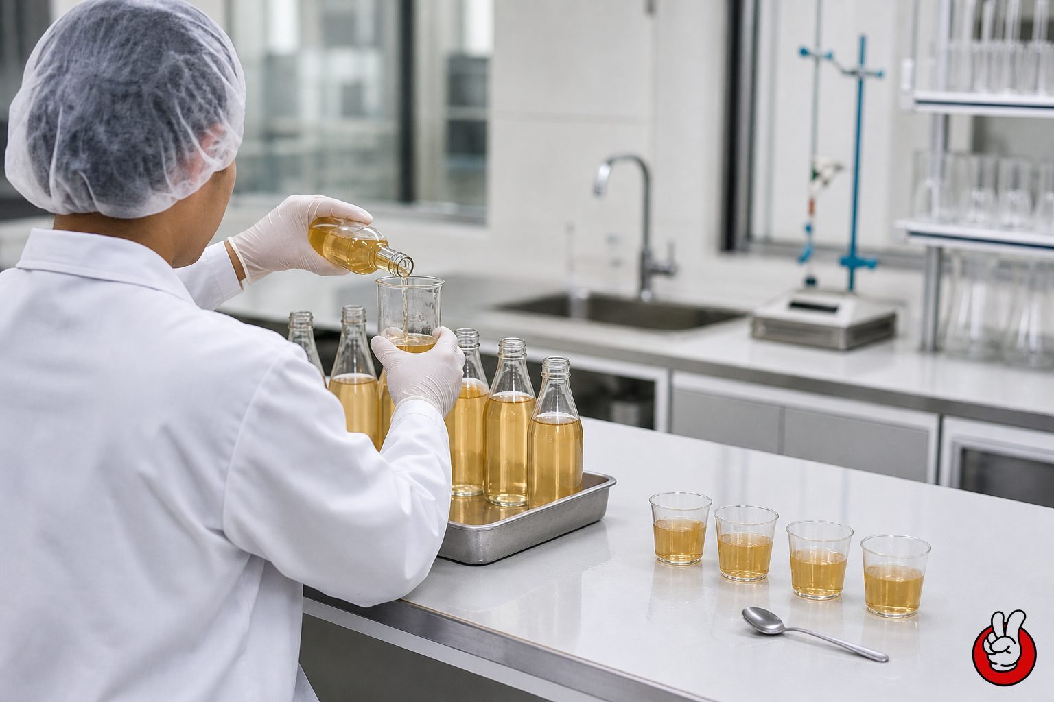 How bottling plants sample finished beverages, run sensory triangle tests, and verify flavor markers before batch release.