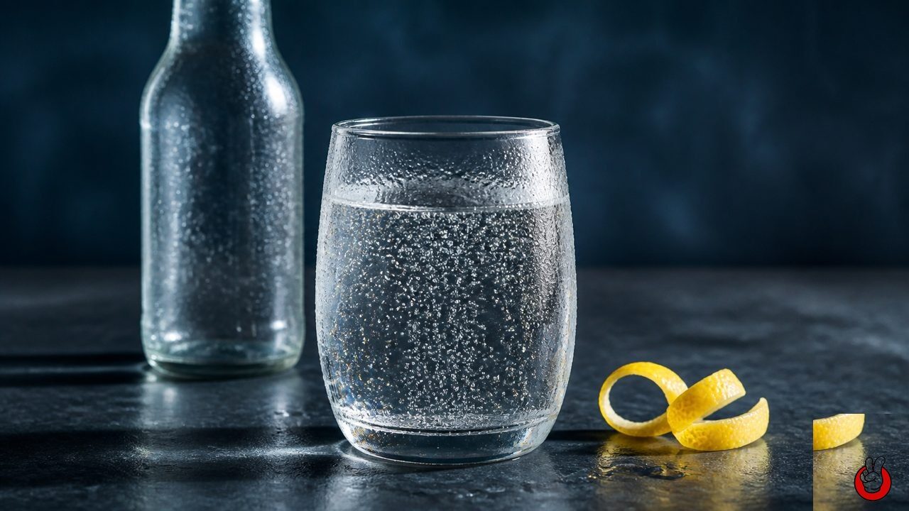 Chilled sparkling beverage served beside an unbranded package for carbonation-retention testing. Original CUIGUAI Flavor editorial image for this technical article.